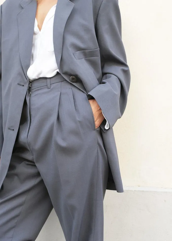 The Frankie Shop Pleated Suit Trousers 8211 Graphite Women Bottoms