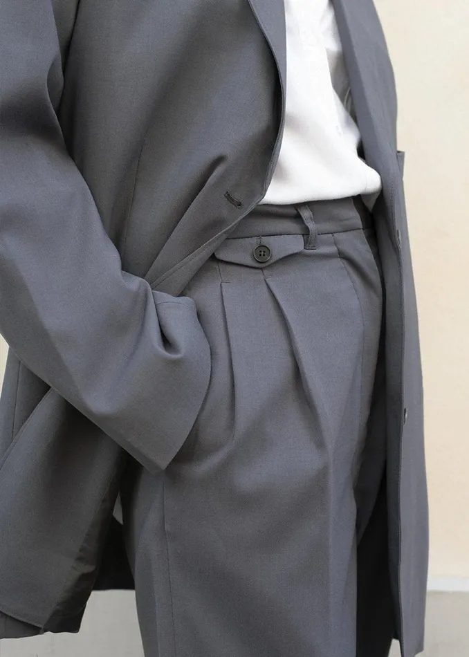 The Frankie Shop Pleated Suit Trousers 8211 Graphite Women Bottoms