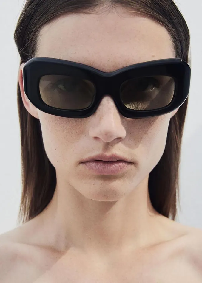 The Frankie Shop Port Tanger Baraka Sunglasses 8211 Black Acetate Women Accessories