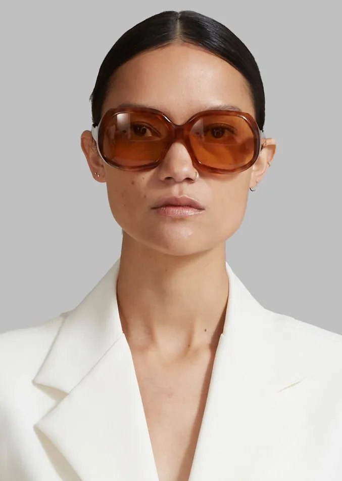 The Frankie Shop Port Tanger Yamina Sunglasses 8211 Oliban Acetate Amber Lens Women Accessories