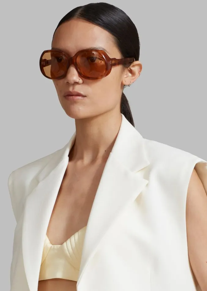 The Frankie Shop Port Tanger Yamina Sunglasses 8211 Oliban Acetate Amber Lens Women Accessories