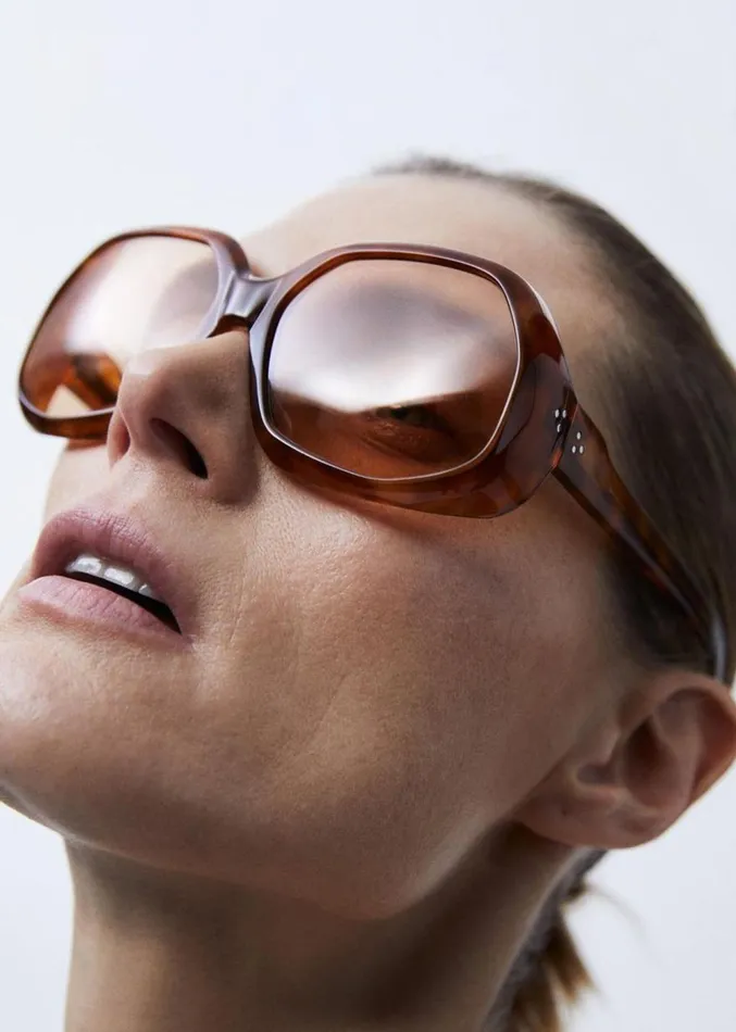 The Frankie Shop Port Tanger Yamina Sunglasses 8211 Oliban Acetate Amber Lens Women Accessories