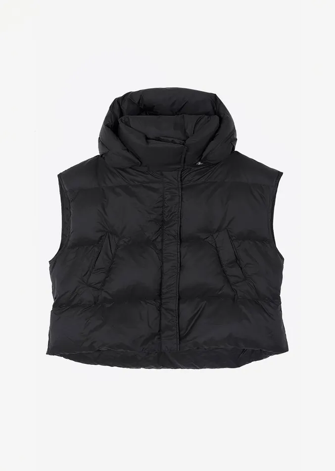 The Frankie Shop Prague Puffer Hoodie Vest 8211 Black Women Outerwear