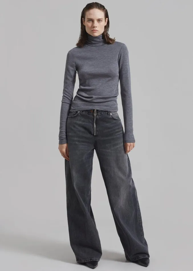 The Frankie Shop Rhe Fine Merino Turtleneck 8211 Grey Melange Women Clothing