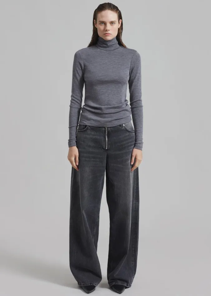 The Frankie Shop Rhe Fine Merino Turtleneck 8211 Grey Melange Women Clothing