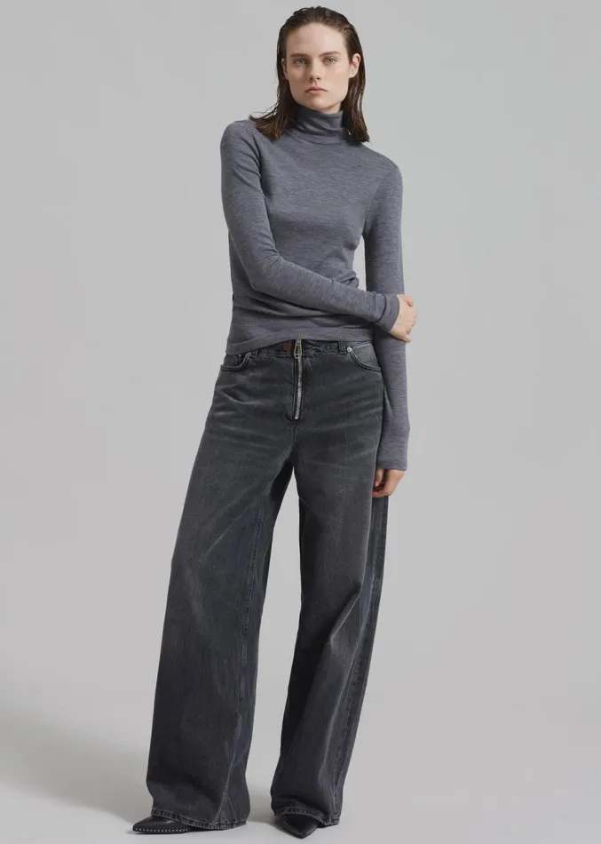 The Frankie Shop Rhe Fine Merino Turtleneck 8211 Grey Melange Women Clothing
