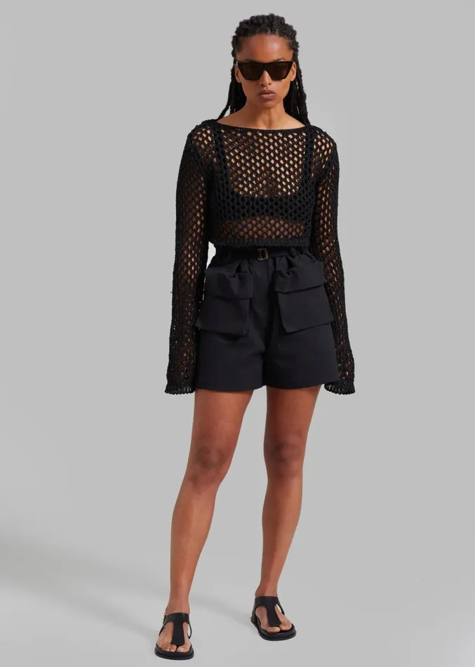 The Frankie Shop Raye Cargo Shorts 8211 Black Women Clothing