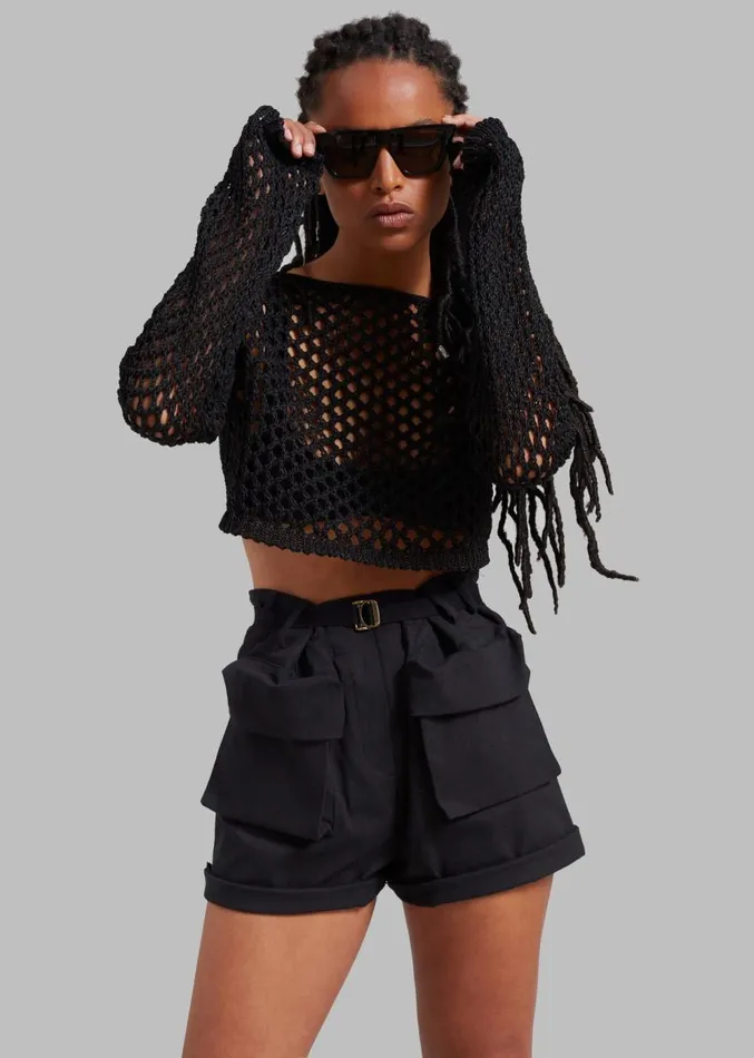 The Frankie Shop Raye Cargo Shorts 8211 Black Women Clothing