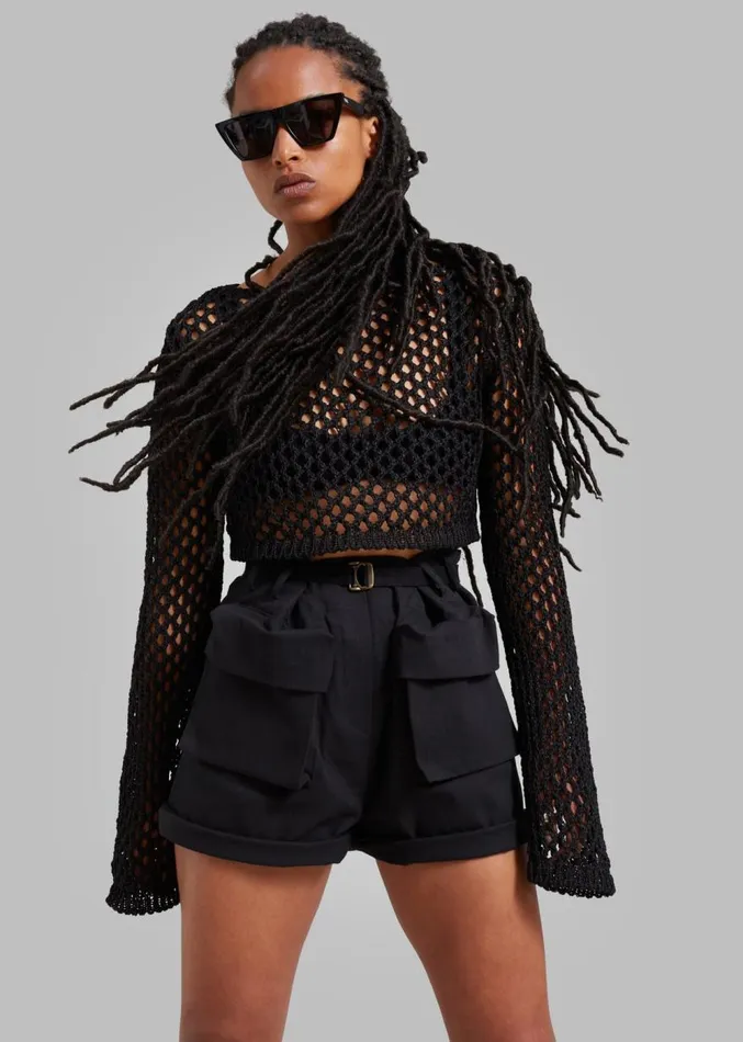 The Frankie Shop Raye Cargo Shorts 8211 Black Women Clothing