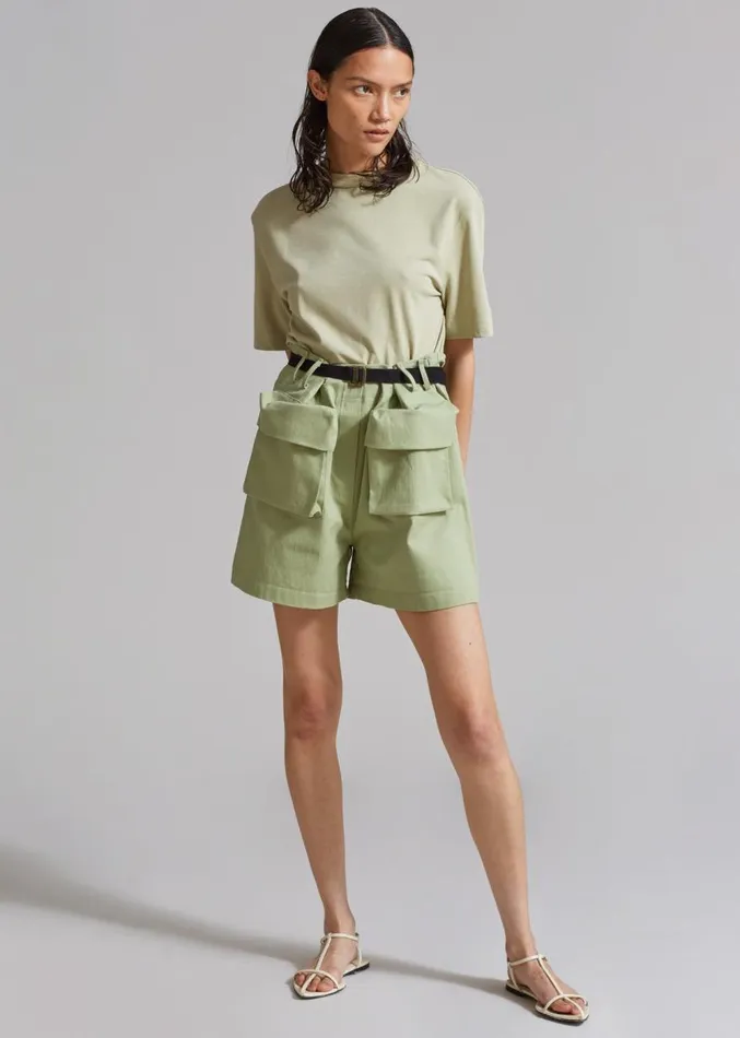 The Frankie Shop Raye Cargo Shorts 8211 Sage Women Clothing