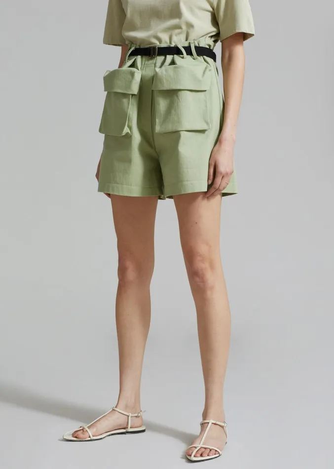 The Frankie Shop Raye Cargo Shorts 8211 Sage Women Clothing