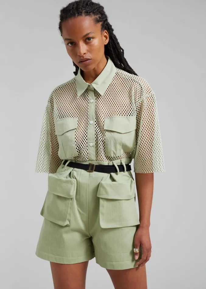 The Frankie Shop Raye Cargo Shorts 8211 Sage Women Clothing