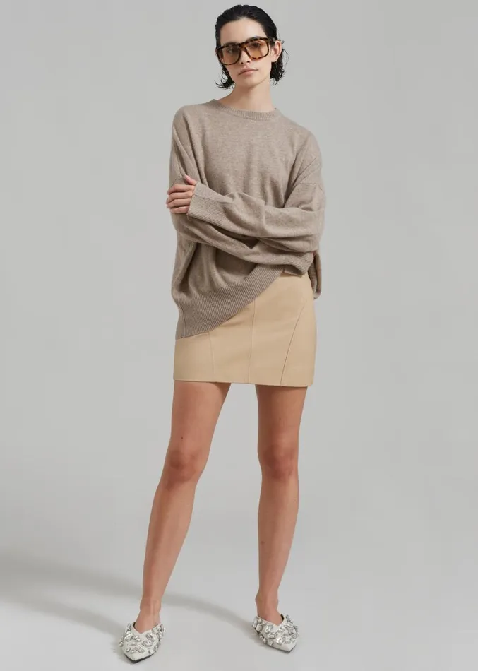 The Frankie Shop REMAIN Leather Mini Skirt 8211 Incense Beige Women Clothing The Frankie Shop REMAIN Leather Mini Skirt 8211 Incense Beige Women Clothing