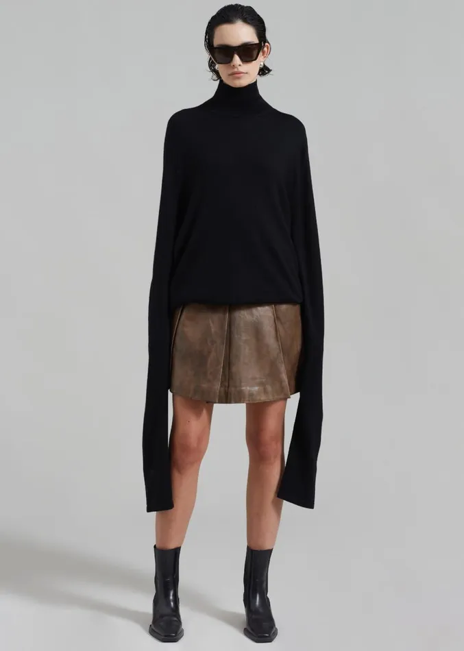 The Frankie Shop REMAIN Leather Pleated Skirt 8211 Brown Sugar Comb Women Clothing The Frankie Shop REMAIN Leather Pleated Skirt 8211 Brown Sugar Comb Women Clothing