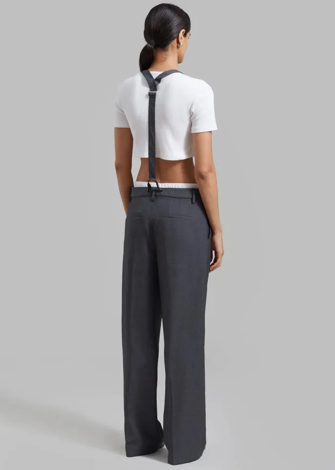 The Frankie Shop REMAIN Suspender Trousers 8211 Castlerock Women Bottoms