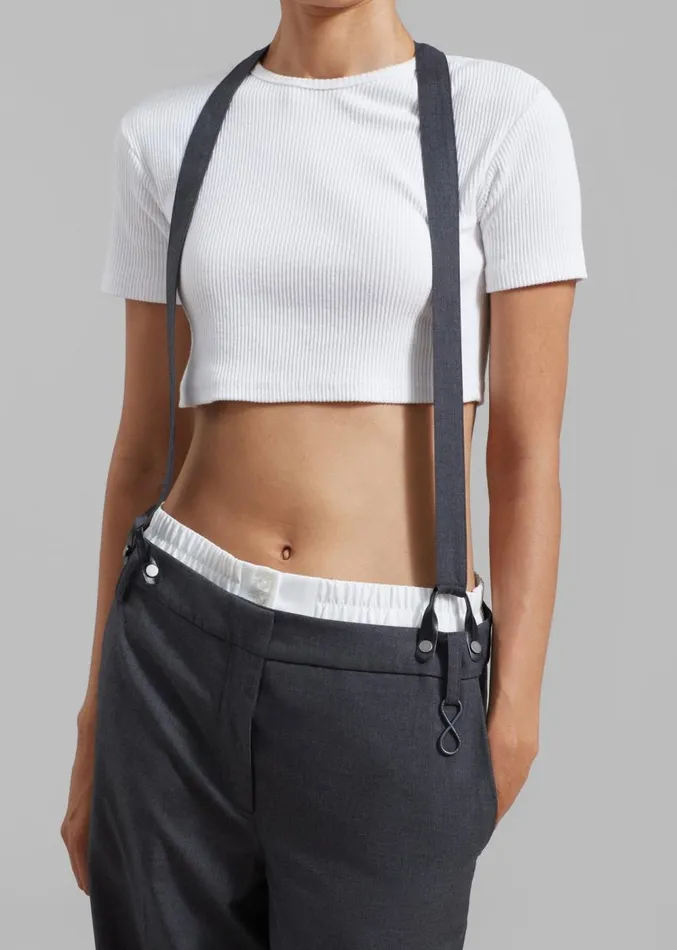 The Frankie Shop REMAIN Suspender Trousers 8211 Castlerock Women Bottoms
