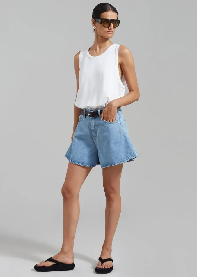 The Frankie Shop Rory Denim Shorts 8211 Light Wash Women Clothing