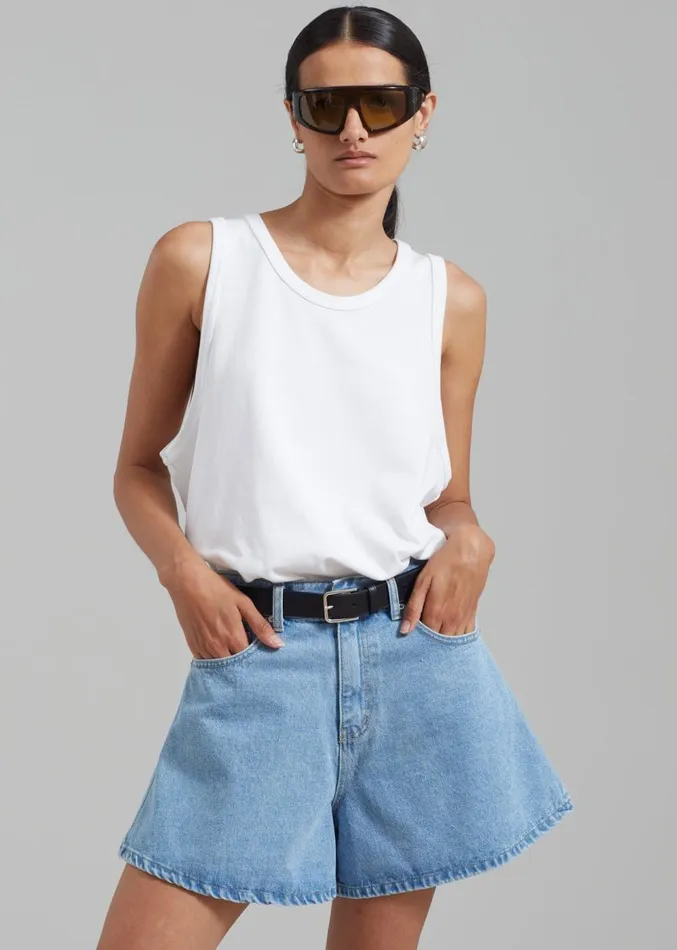 The Frankie Shop Rory Denim Shorts 8211 Light Wash Women Clothing