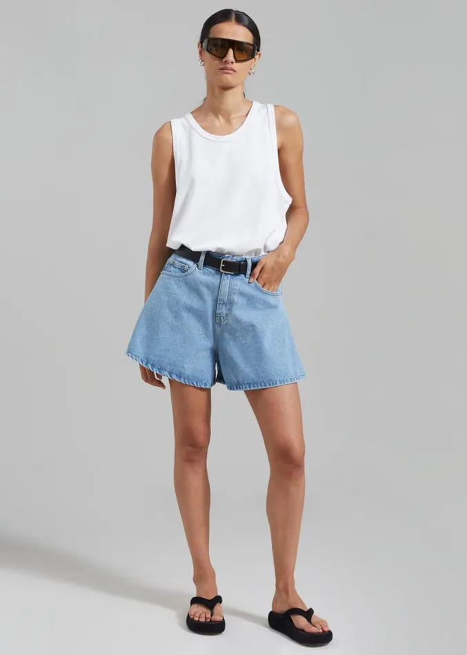The Frankie Shop Rory Denim Shorts 8211 Light Wash Women Clothing