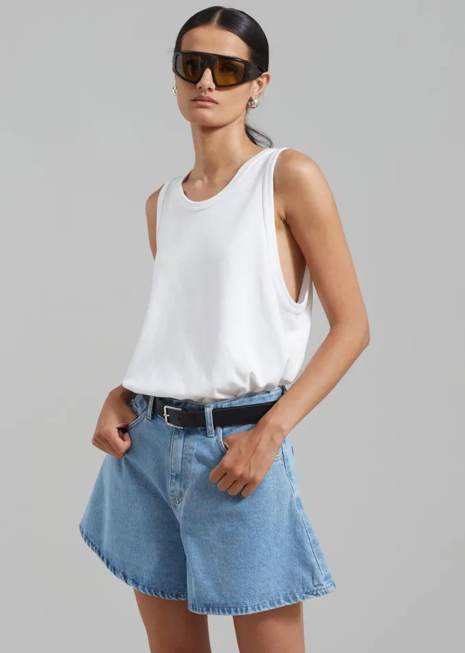 The Frankie Shop Rory Denim Shorts 8211 Light Wash Women Clothing