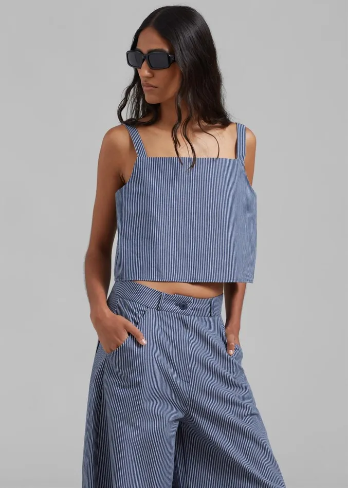 The Frankie Shop Rosalind Cropped Tank 8211 White Stripe Women Tops