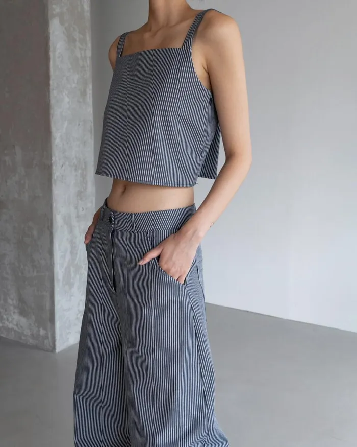 The Frankie Shop Rosalind Cropped Tank 8211 White Stripe Women Tops
