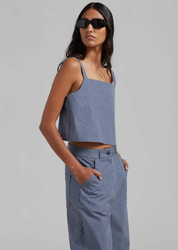 The Frankie Shop Rosalind Cropped Tank 8211 White Stripe Women Tops