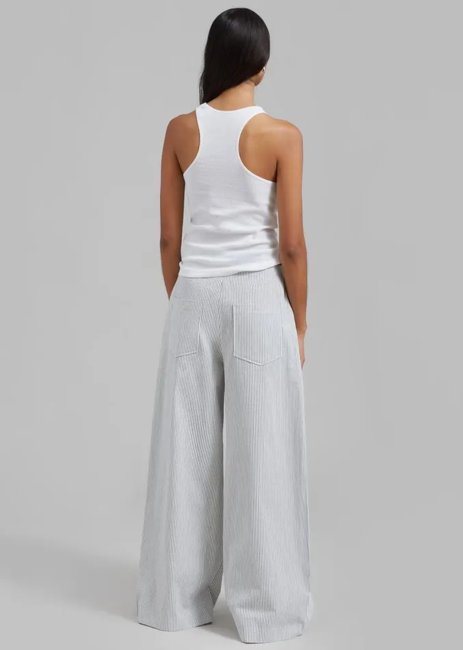 The Frankie Shop Rosalind Wide Leg Trousers 8211 Blue Stripe Women Bottoms