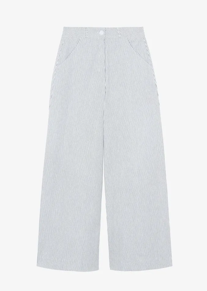 The Frankie Shop Rosalind Wide Leg Trousers 8211 Blue Stripe Women Bottoms