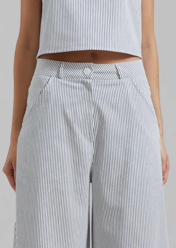 The Frankie Shop Rosalind Wide Leg Trousers 8211 Blue Stripe Women Bottoms