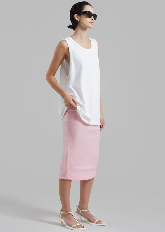 The Frankie Shop ROTATE Sequin Midi Pencil Skirt 8211 Orchid Pink Women Clothing