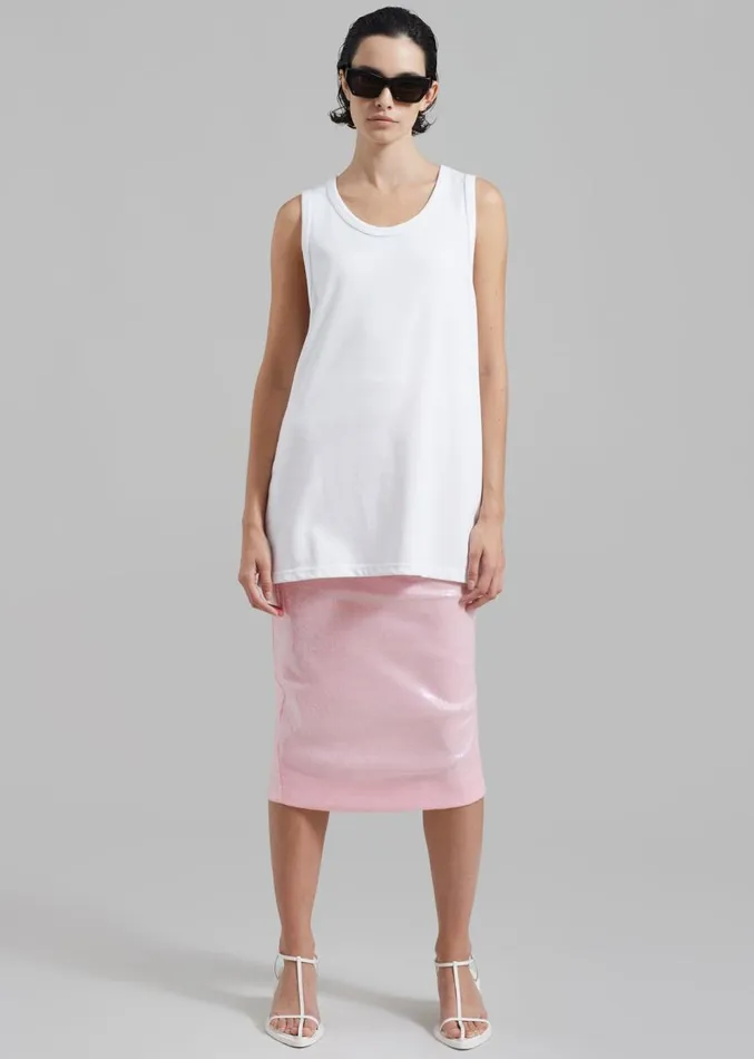 The Frankie Shop ROTATE Sequin Midi Pencil Skirt 8211 Orchid Pink Women Clothing