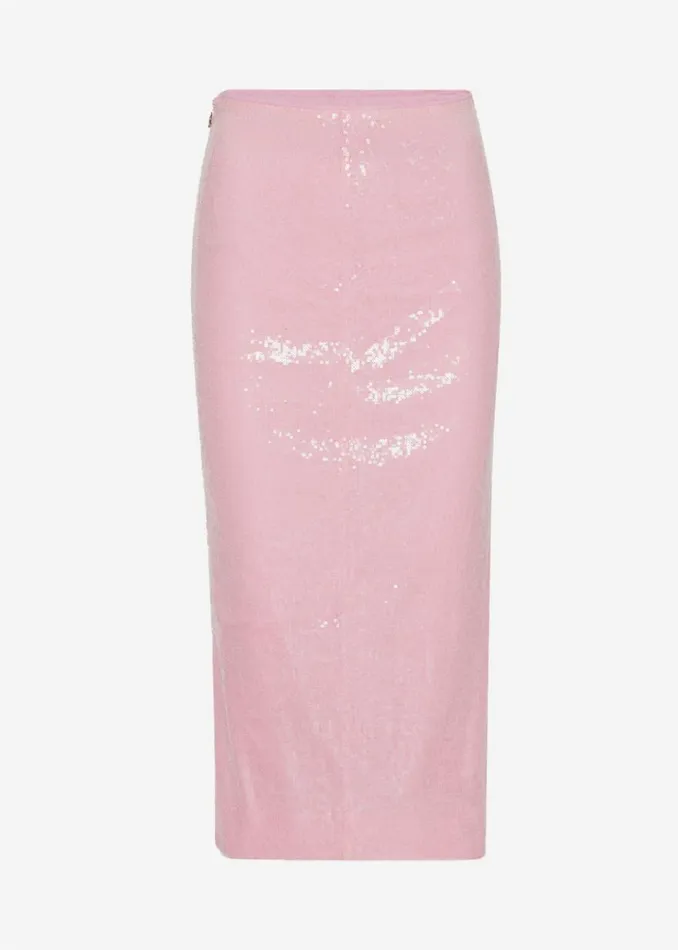 The Frankie Shop ROTATE Sequin Midi Pencil Skirt 8211 Orchid Pink Women Clothing