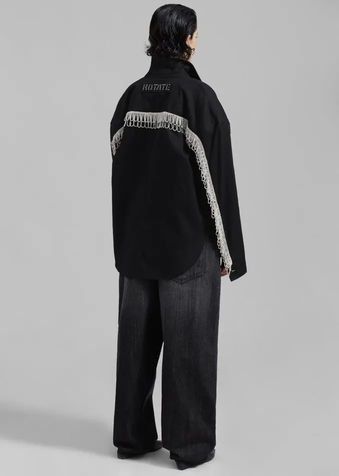 The Frankie Shop ROTATE Twill Oversized Shirt 8211 Black Women Outerwear