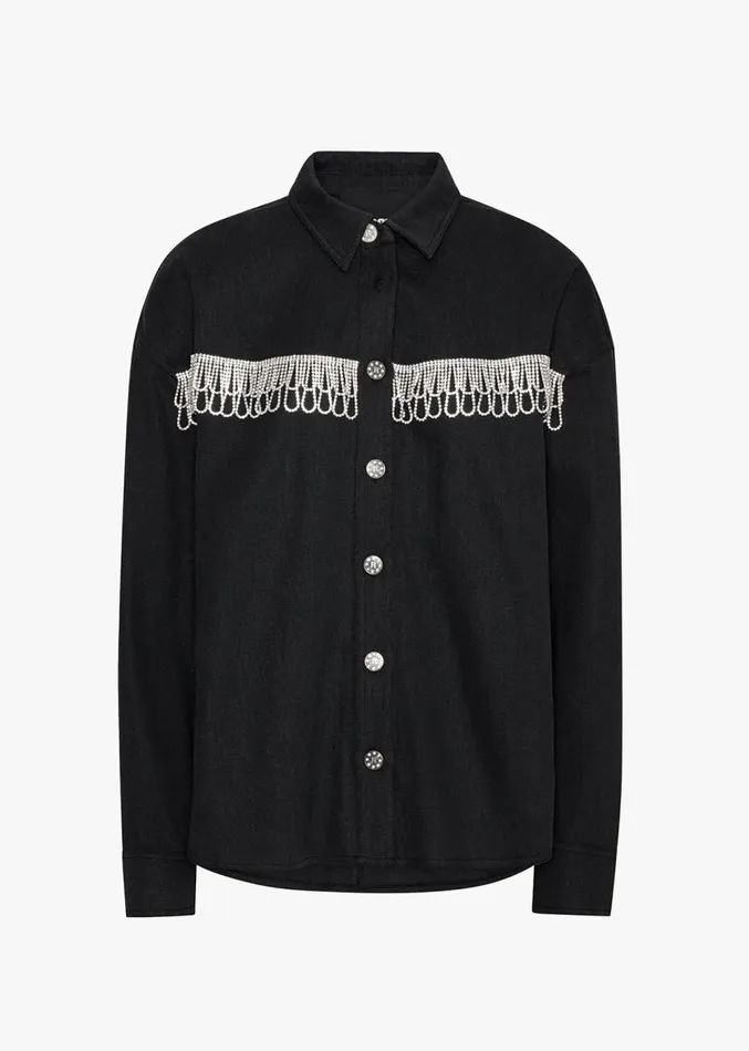 The Frankie Shop ROTATE Twill Oversized Shirt 8211 Black Women Outerwear
