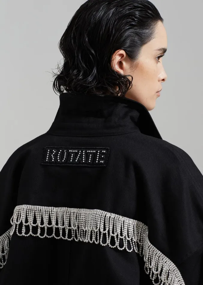 The Frankie Shop ROTATE Twill Oversized Shirt 8211 Black Women Outerwear