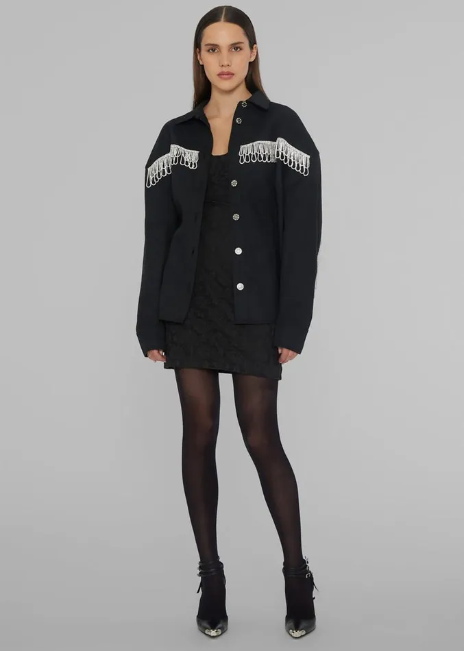 The Frankie Shop ROTATE Twill Oversized Shirt 8211 Black Women Outerwear