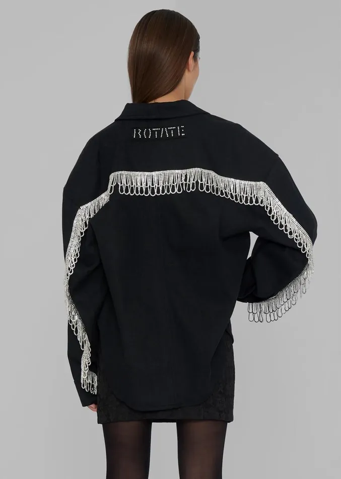 The Frankie Shop ROTATE Twill Oversized Shirt 8211 Black Women Outerwear