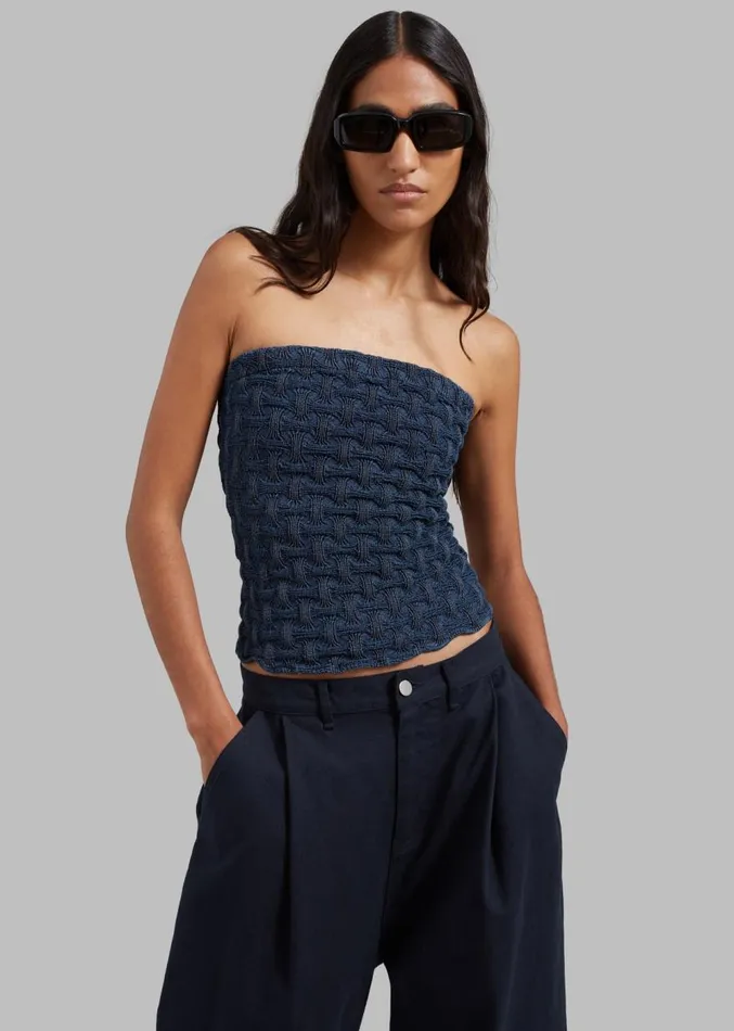 The Frankie Shop Samse Samse Anja Tube Top 8211 Mid Blue Women Clothing