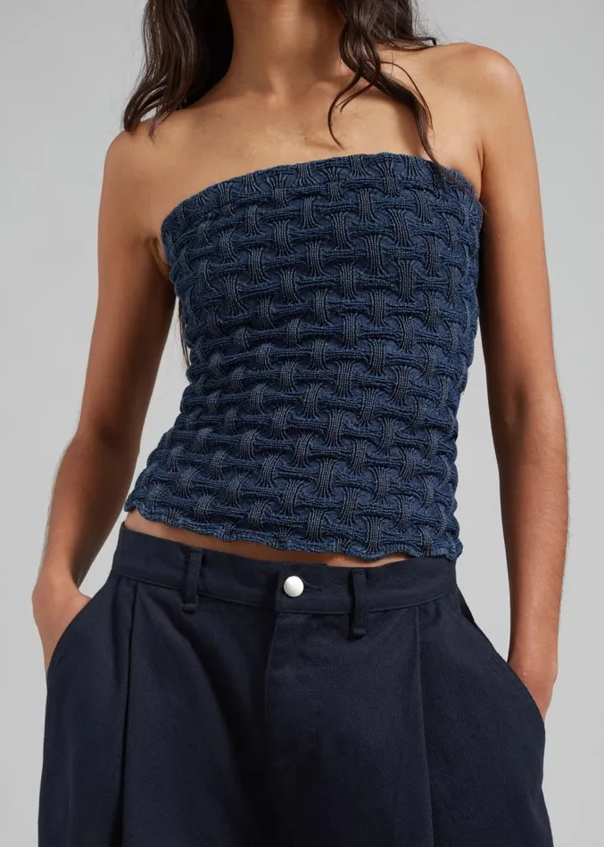 The Frankie Shop Samse Samse Anja Tube Top 8211 Mid Blue Women Clothing