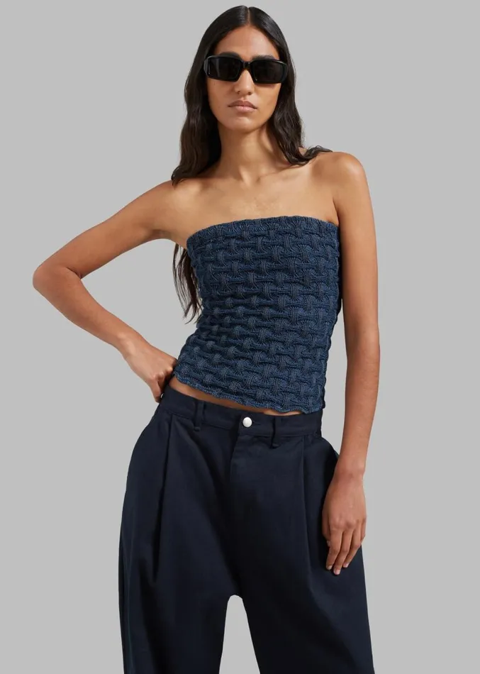 The Frankie Shop Samse Samse Anja Tube Top 8211 Mid Blue Women Clothing