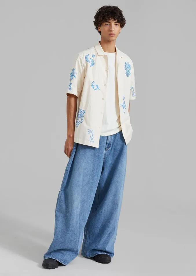 The Frankie Shop Sasha Men Wide Leg Jeans 8211 Worn Wash Men Clothing