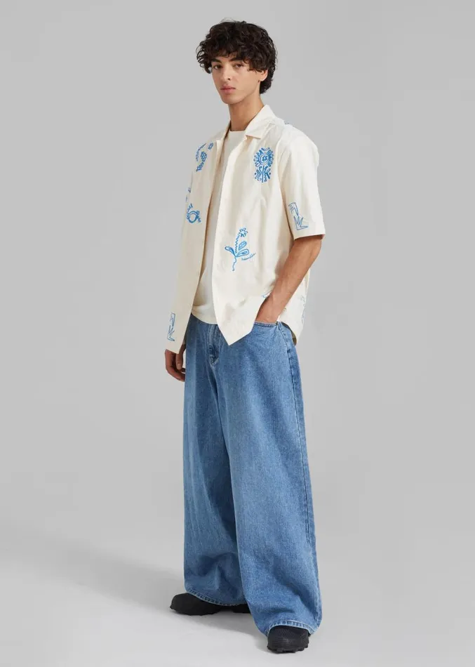 The Frankie Shop Sasha Men Wide Leg Jeans 8211 Worn Wash Men Clothing