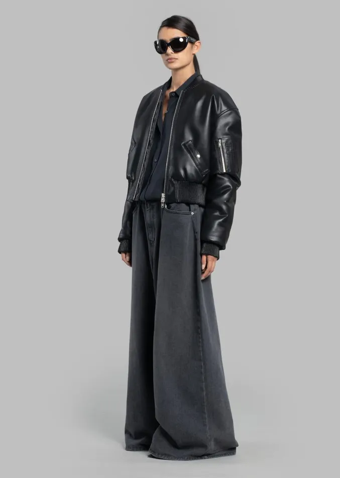 The Frankie Shop Sasha Wide Leg Jeans 8211 Dark Grey Women Clothing