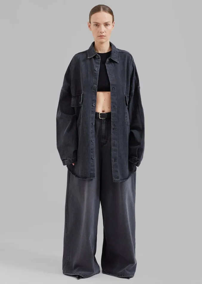 The Frankie Shop Sasha Wide Leg Jeans 8211 Dark Grey Women Clothing