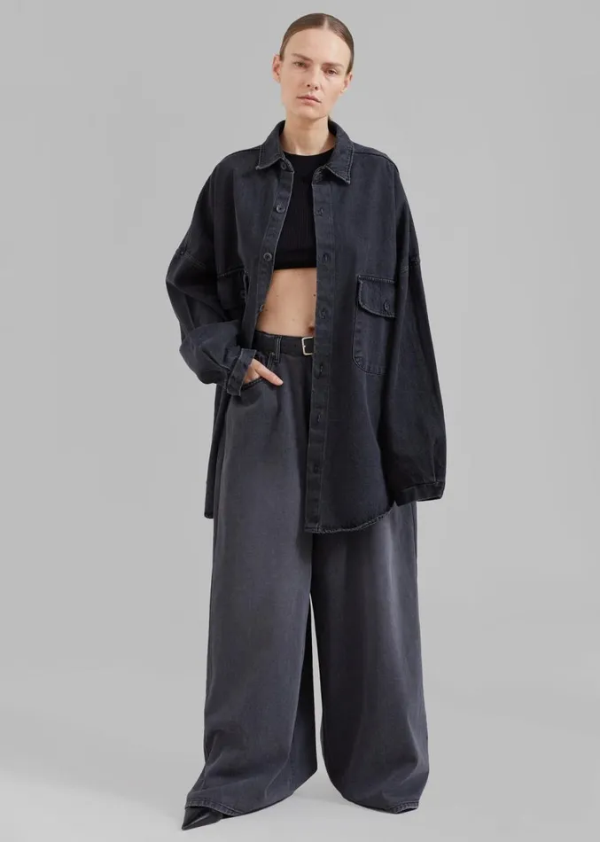 The Frankie Shop Sasha Wide Leg Jeans 8211 Dark Grey Women Clothing