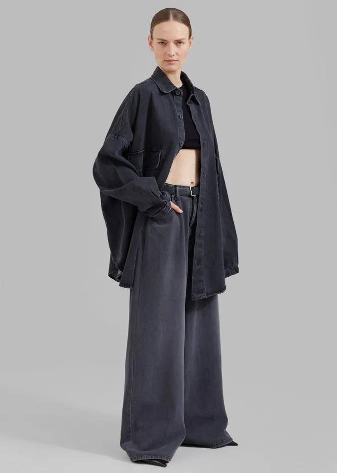 The Frankie Shop Sasha Wide Leg Jeans 8211 Dark Grey Women Clothing