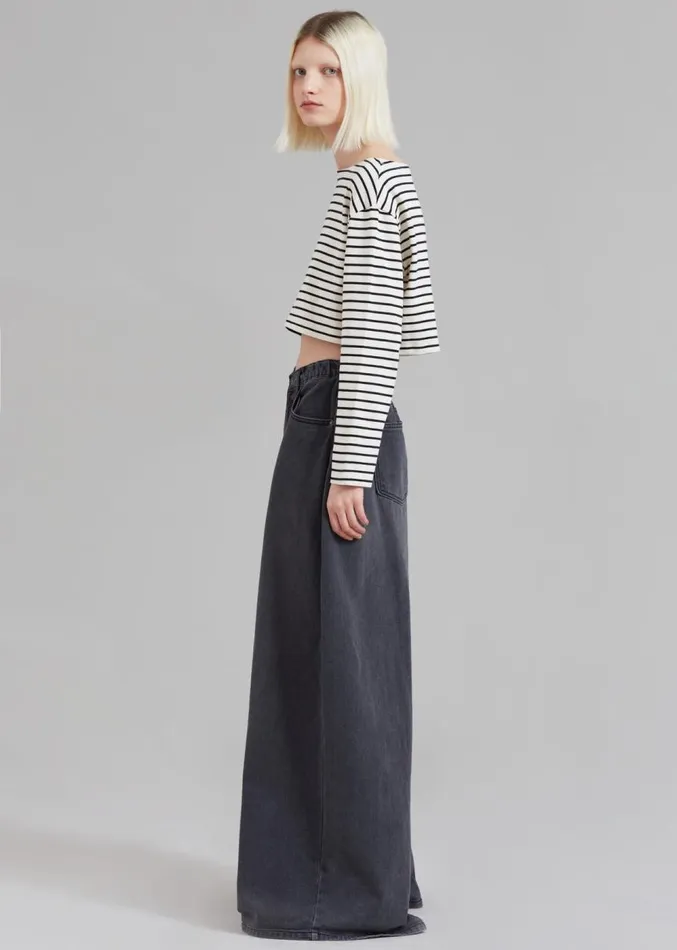 The Frankie Shop Sasha Wide Leg Jeans 8211 Dark Grey Women Clothing
