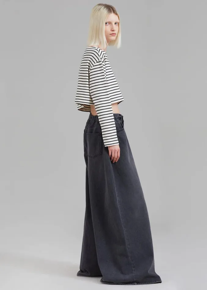 The Frankie Shop Sasha Wide Leg Jeans 8211 Dark Grey Women Clothing