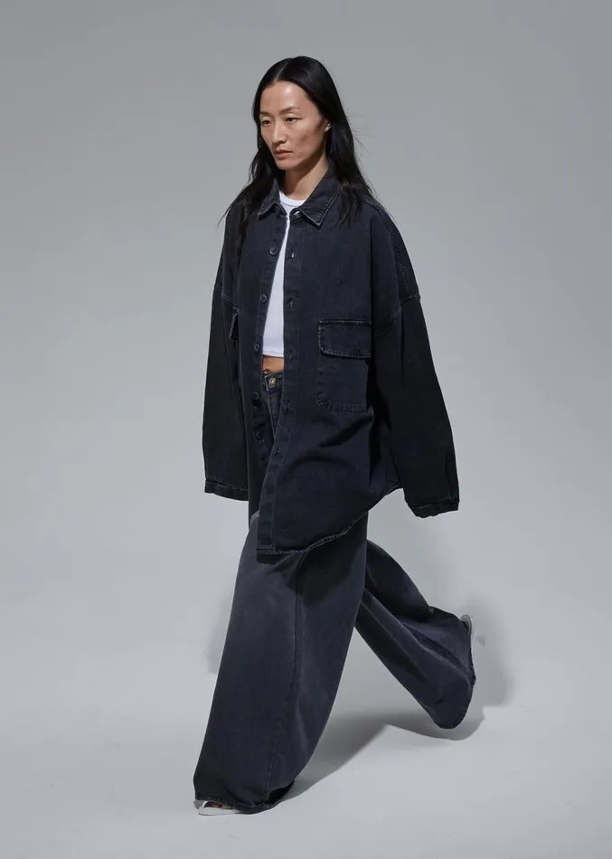 The Frankie Shop Sasha Wide Leg Jeans 8211 Dark Grey Women Clothing
